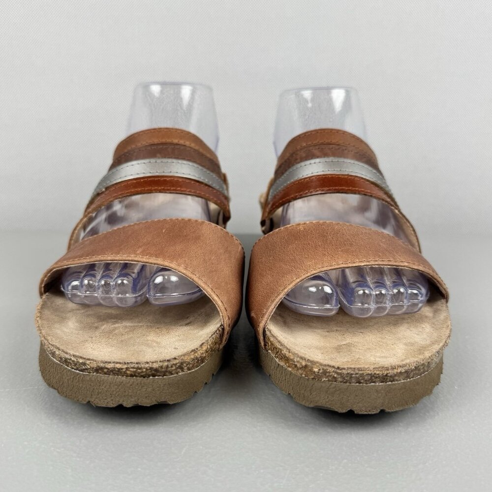 Naot Sandals Shoes Women 41 US 10 Brown Peyton Leather Wedge Strappy Slip On - Picture 2 of 9